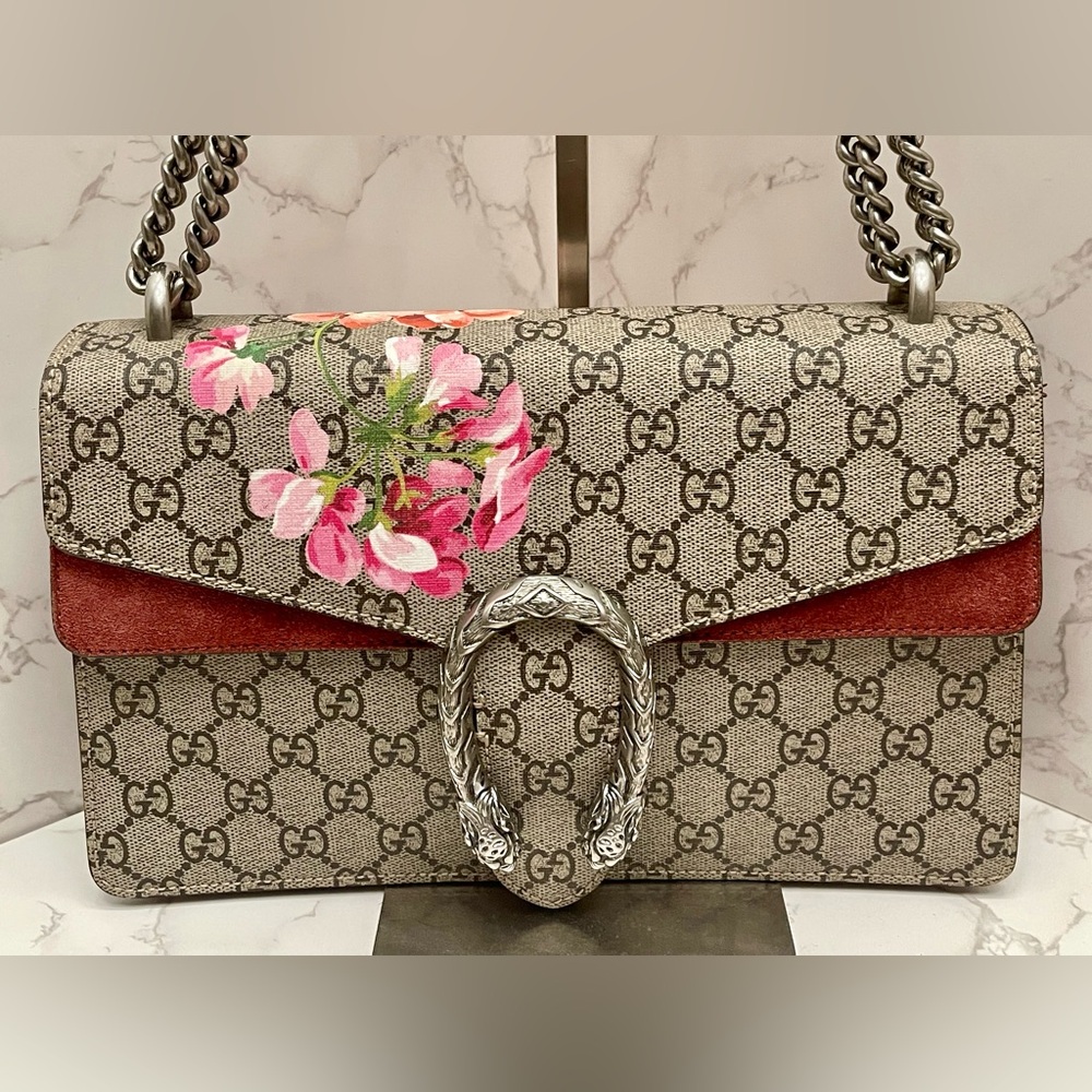 GUCCI GG Supreme Monogram Blooms Dionysus Shoulder Bag - Picture 4 of 16